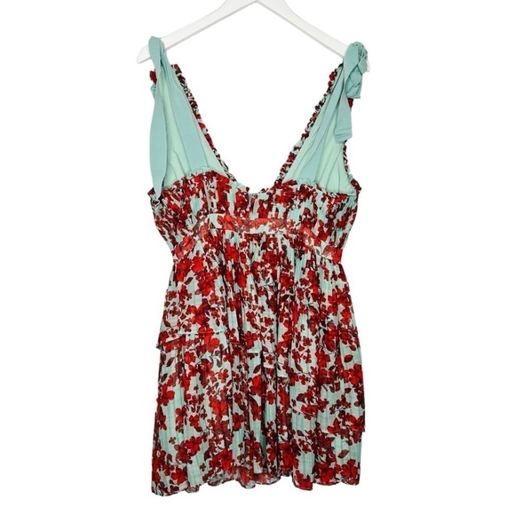 La Maison Talulah Superbloom Mini Dress Red Blue Size L - Picture 8 of 16